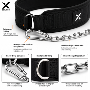Custom Heavy Duty Nylon Dip <b>Belt</b> with Steel <b>Chain</b> Weight Lifting <b>Belt</b> Adjustable Gym Pull Up <b>Belt</b> OEM ODM Pakistan - Product Image 3