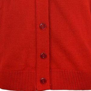 Women's <b>Red</b> Knitted Cardigan Single Breasted Button Closure Casual Sweater Solid Color V-neck Style Vintage - Product Image 4