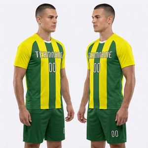 Ensemble d'uniformes de volley-ball jaune-vert, personnalisables avec nom et numéro, impression par sublimation, polyester à séchage rapide, uniformes pour hommes - Product Image 2