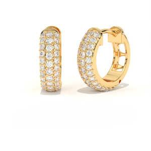 Aarinya Classic Gift Eternity Band Infinite Brilliance Pendientes de Aro Apilables Chapados en Oro de 9K con Diamantes Cultivados en Laboratorio en Forma de Cúpula y Pavé para Fiesta - Product Image 1