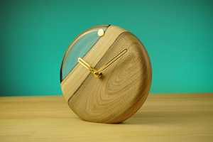 Handmade Walnut Wood Resin Desk <b>Clock</b> Modern Office Decor - Product Image 2