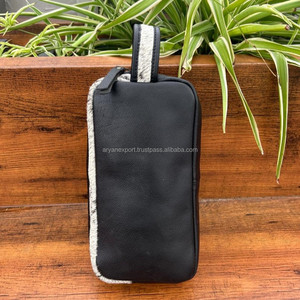 New Personalized Hand Tooled Leather Zipper Cosmetic Pouch Western Travelling Toiletry Bag for Women's Genuine Leather Dopp <b>Kits</b> - Product Image 5