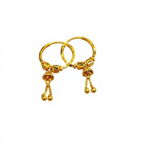 Pendientes de Aro de Oro Sólido de 22K, Pendientes Colgantes Jhumka Tradicionales Indios, Joyería de Oro Amarillo Real para Mujer, Hechos a Mano, Par - Product Image 2