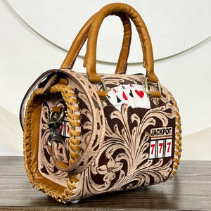 Bolsos de Viaje de Cuero Genuino Hechos a Mano con Diseño Floral Casino Jackpot 777, Precio de Fábrica al por Mayor - Product Image 3