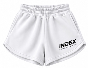 Index Sportswear Women's White Shorts <b>Skirt</b> High <b>Waist</b> <b>Elastic</b> Breathable Pockets Left Leg Logo Sporty Style Knitted Polyester - Product Image 1
