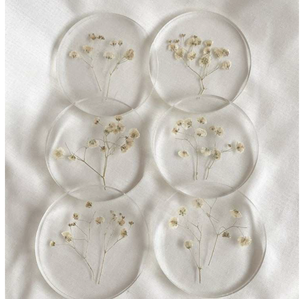 Posavasos Redondos de Resina Epoxi con Flores Secas, Juego de Decoración Floral Hecho a Mano para el Hogar - Product Image 2