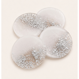 Ensemble de sous-verres en résine ronds blancs opale avec paillettes argentées, sous-verres pour boissons, vente en gros, tapis de table personnalisés pour la décoration de la maison et des hôtels - Product Image 4