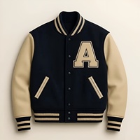 Chaqueta Bomber de Béisbol Varsity de Lana Sólida para Hombre, Personalizada, con Cuello Mandarín, Cortavientos Deportivo Ligero con Botones Delanteros