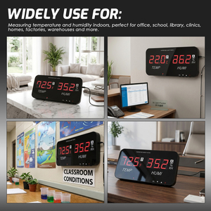 Hygromètre numérique, thermomètre, moniteur de température et d'humidité de haute précision avec alarmes sonores et visuelles et sortie 3,5 mm - Product Image 3
