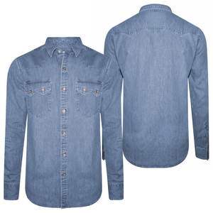 Chemises en jean pour hommes de haute qualité, 100% coton, coupe ajustée, manches longues, respirantes, style décontracté pour l'extérieur, logo personnalisé, faible MOQ, OEM - Product Image 6