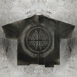 Custom <b>Men's</b> Short Sleeve T-Shirt 305g French Terry O-Neck Crack Print Street Style Cotton Breathable Regular Fit - Product Image 6