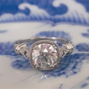 1910s Vintage 2.30Ct <b>Emerald</b> Cut Moissanite Engagement <b>Ring</b> 925 Sterling <b>Silver</b> IGI Certified Art Deco Luxury Gift for Women - Product Image 1