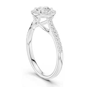 Anillo de Compromiso con Diamante Cultivado en Laboratorio, Corte Corazón, Diamantes Cultivados en Laboratorio, Platino, Diseño de Banda Dividida Personalizada, Impresionante Oro Amarillo - Product Image 2