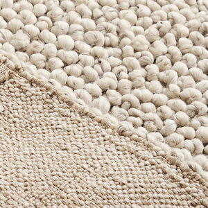 Tapis texturé fait main en laine bouclée tissée à la main, antidérapant, couleur unie, avec support en toile de coton, très demandé - Product Image 6