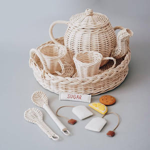 Juego de utensilios de cocina de ratán, juguete de rol para niños, juguetes imaginativos, accesorios de repostería en miniatura - Product Image 5