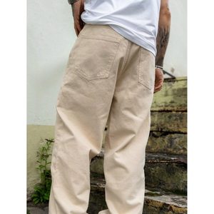 Jean en denim beige vintage taille haute coupe droite style rétro, jambe large, écologique, respirant, délavé, mode automne, taille 26-40 - Product Image 3