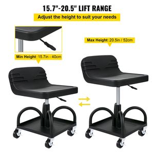 Sgabello da Garage Regolabile con Capacità 300 LBS, Ruote Girevoli a 360 Gradi, Altezza 15.7-20.5, Sedile per Meccanici - Product Image 3