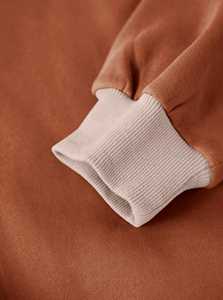 Women's Hooded Oversized V-Neck Sweatshirt Contrast Trim Puff Sleeves Front Eco-Friendly Loose Fit Casual <b>Winter</b> <b>Top</b> Wholesale - Product Image 5