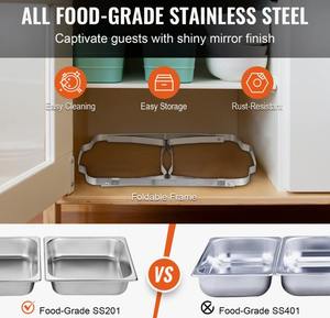 Ensemble de 4 réchauds rectangulaires en acier inoxydable pour buffet et maintien au chaud des aliments au meilleur prix - Product Image 4