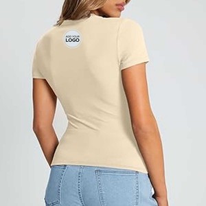 T-shirts pour femmes avec logo personnalisé, manches courtes, crop top - Product Image 3