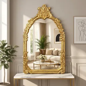 Arched Wall <b>Mirror</b> with <b>Gold</b> Aluminium Casted <b>Frame</b> Decorative <b>Mirror</b> for Bedroom Living Room Hallway Home Decor - Product Image 5