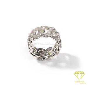 Bague de luxe en argent sterling 925 avec diamant de laboratoire et design Cuban Link entièrement serti pour les acheteurs de bijoux en gros - Product Image 3