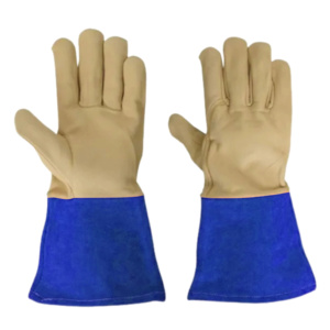 Heavy-Duty Cowhide Grain & Split Leather Safety Cuff TIG Welding Gloves Anti-Cut Anti-Slip Anti-Vibration Flame Retardant <b>Fire</b> - Product Image 6