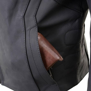 SAMROZ SPORTS Men's Matte Black Premium Leather Protective <b>Motorcycle</b> Racing Style Biker <b>Jacket</b> w/CE Armor - Product Image 3
