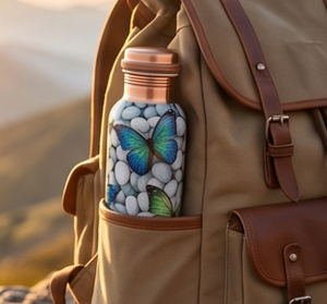 Trendy Customized Butterfly Design Printed Copper <b>Bottle</b> Perfect <b>Blend</b> Of Art Wellness For Daily Hydration Travel Yoga Office - Product Image 4