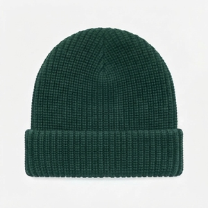 Unisex Vintage <b>Knitted</b> <b>Beanie</b> Hat Solid Black Warm Winter Cap Casual Handmade Cotton/Wool Washed 56-58CM Head Circumference - Product Image 3