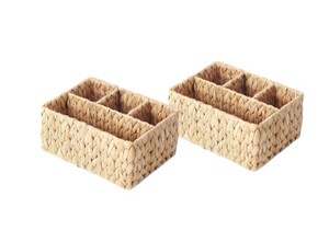 Cesta de Almacenamiento Dividida Tejida a Mano con Jacinto de Agua, Ecológica, con 4 Compartimentos para la Organización del Hogar, Cocina y Baño - Product Image 2