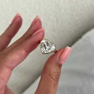 5 Carat Heart Shape Lab Grown <b>Diamond</b> Bezel Prong Set Engagement <b>Ring</b> , 14k Gold Low Set Heart <b>Diamond</b>, IGI Certified - Product Image 3