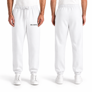 <b>White</b> Custom <b>Men</b>’s Cotton Fleece <b>Jogger</b> Pants Premium Heavyweight Sweatpants Casual Sportswear Track Pants Winter Streetwear - Product Image 1