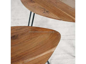 Juego de 2 Mesas Auxiliares Modernas de Madera Maciza |   Mesas Auxiliares para Café que Ahorran Espacio |   Mesas Auxiliares para Sala de Estar y Dormitorio, Últimos Modelos 2026 - Product Image 5