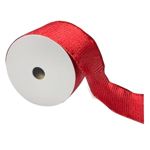 <b>Christmas</b> Striped Sequined Glitter Decorative 100% Polyester 2.5''x5'' <b>Ribbon</b> - Product Image 3