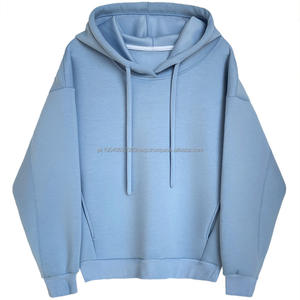 Sweat à capuche ample à épaules tombantes, logo personnalisé, polaire d'hiver, luxe, blanc, livraison gratuite, femme - Product Image 6