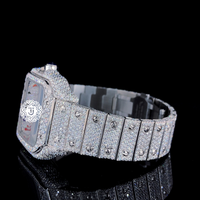 Montre mécanique analogique de luxe en acier inoxydable, entièrement sertie de diamants Moissanite, de qualité supérieure, avec chiffres arabes, idéale pour les soirées sur yacht