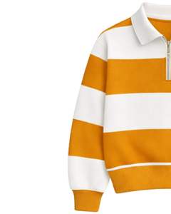 Sudadera Personalizada con Cierre de Cremallera, Rayas Amarillas y Blancas, Cuello Camisero, para Hombre, Estilo Casual, Fabricante OEM - Product Image 3