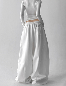Wide <b>Leg</b> Ladies 100% Cotton Oversized Sweatpants Drawstring Joggers Baggy Style Casual <b>Track</b> <b>Pants</b> Trousers For Women's - Product Image 6