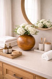 Handmade Eco-friendly Modern Design Round Wooden Flower Vase for Home Decor Living Room & Office Tabletop - Product Image 5