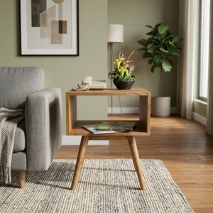 Meuble de rangement en bois massif pour salon, style Mid-Century Modern, avec 6 tiroirs, artisanat balinais - Product Image 4