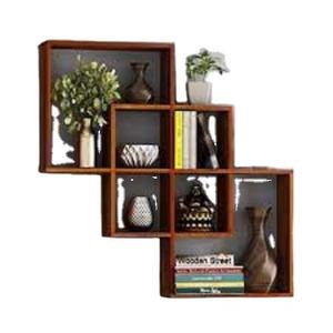 Modern Wooden <b>Wall</b> Shelf 4 Tier Rectangle Lacquered Storage Rack for Living Room <b>Wall</b> Mounted Type Durable Design - Product Image 1