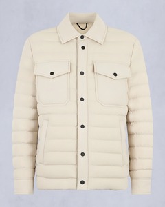 <b>Men's</b> Cream Puffer <b>Jacket</b> With Turn-down Collar And Button Closure Windproof Casual Winter Wear Solid Color Regular Fit OEM - Product Image 1
