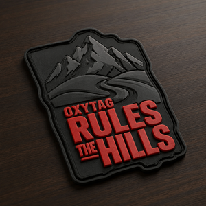 Patch en caoutchouc 3D gaufré Oxytag Rules The Hills, forme irrégulière, à coudre, personnalisable, prix de gros, OEM, patch 2026 - Product Image 3