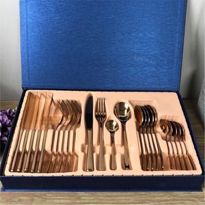 Modern <b>Copper</b> Plated Stainless Steel Silverware Set Ergonomic Design Tableware For Dining Room Kitchenware Hospitality Supply - Product Image 1