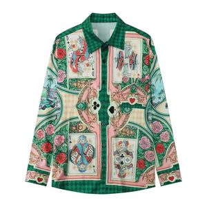 Chemise hawaïenne à manches longues pour hommes, chemise boutonnée imprimée, décontractée, à la mode, pour le printemps - Product Image 1