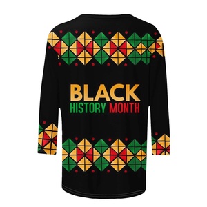 Camisetas Casuales de Manga 3/4 para Mujer, Estampadas por Sublimación, de Spandex/Poliéster, con Logotipo de Patrimonio Cultural, Cuello Jersey, Talla Grande, para Otoño - Product Image 6