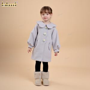 Manteau en laine douce pour filles, automne, écologique, respirant, vêtements pour enfants ODM, vente en gros de vêtements pour bébés, Vietnam-DR4493 - Product Image 2
