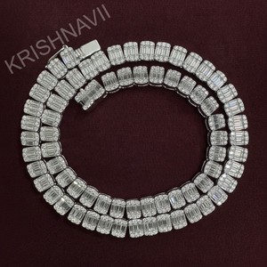Luxury 8.5MM Lab Diamond 14K White Gold Tennis Necklace for Women Men <b>Iced</b> <b>Out</b> Diamond Link <b>Chain</b> Statement Jewelry Gift - Product Image 5