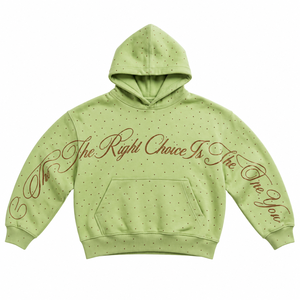 Le choix idéal : Sweat-shirt unisexe surdimensionné en coton tricoté 100 % respirant avec fermeture éclair et strass verts, style streetwear décontracté pour l'automne - Product Image 1